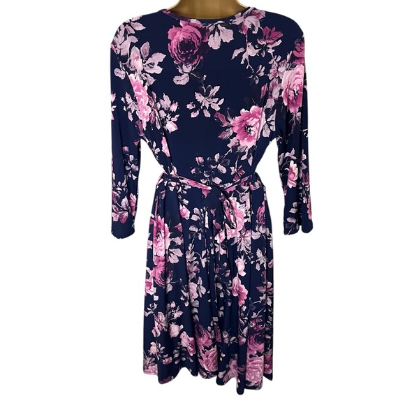 PinkBlush Surplice Dress Tie Belt Floral Navy XL Maternity - Picture 2 of 4